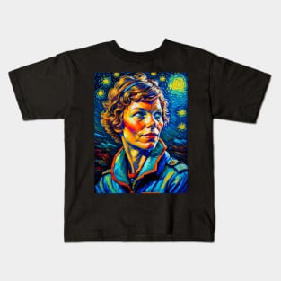 Amelia earhart in starry night Kids T-Shirt